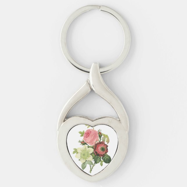 PixDezines redoute clementine, anemone Key Ring (Front)