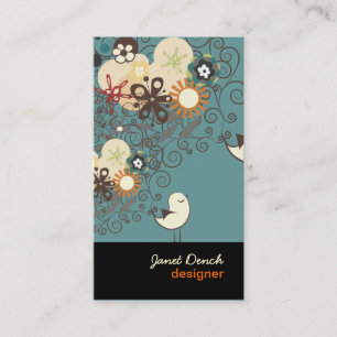 PixDezines Retro Chicks+Spirals Business Card