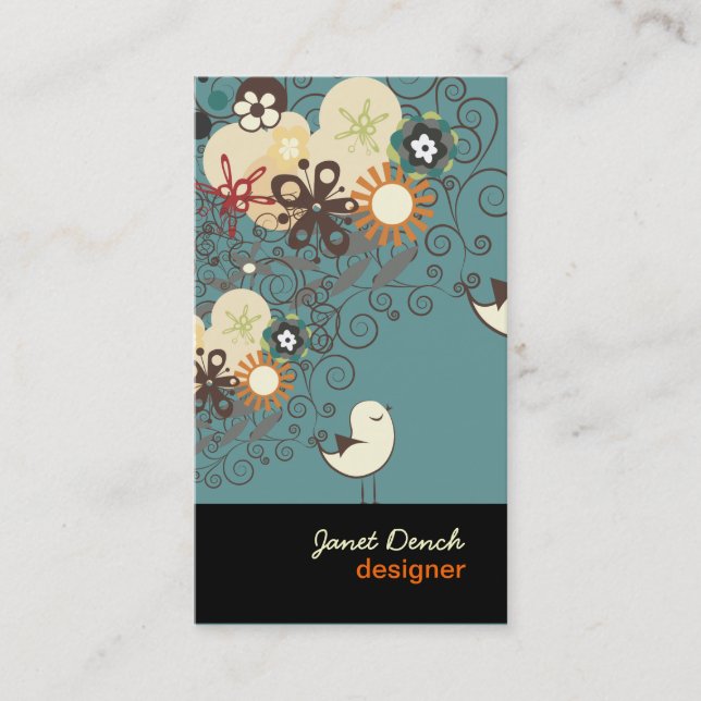 PixDezines Retro Chicks+Spirals Business Card (Front)