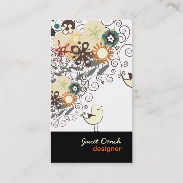 PixDezines Retro Chicks+Spirals Business Card (Front)