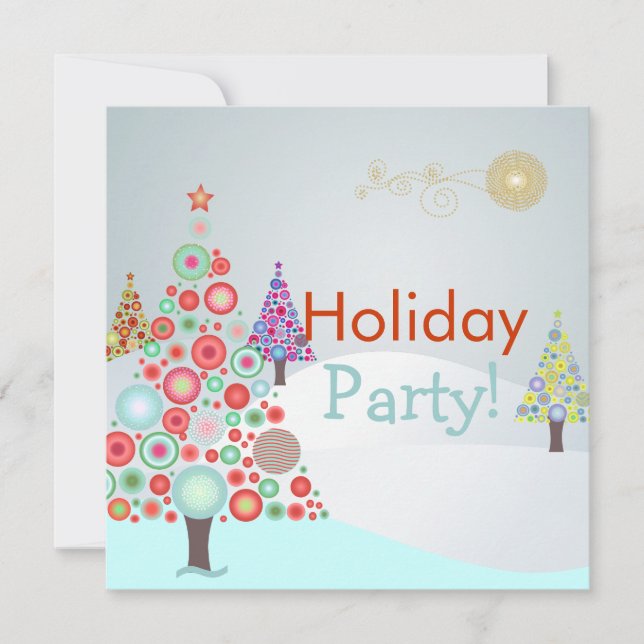 PixDezines Retro Christmas Ornaments Tree Invitation (Front)