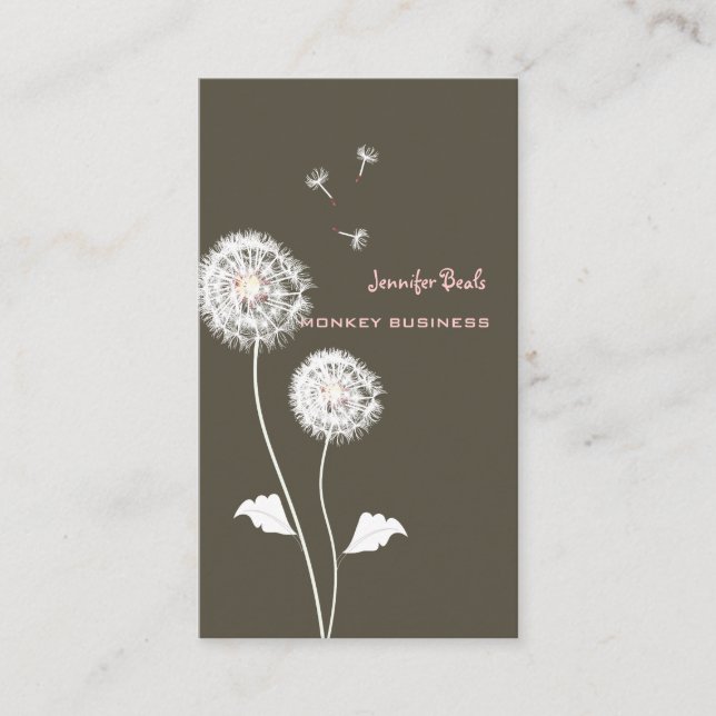 PixDezines retro dandelions/DIY colour, mud Business Card (Front)