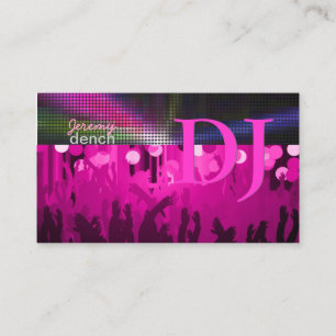 PixDezines Retro DJ+dance hall/hot pink Business Card