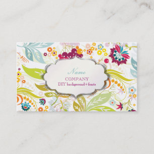 PixDezines retro flora/DIY background colour Business Card