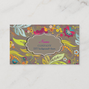 PixDezines Retro Flora/DIY background colour Business Card