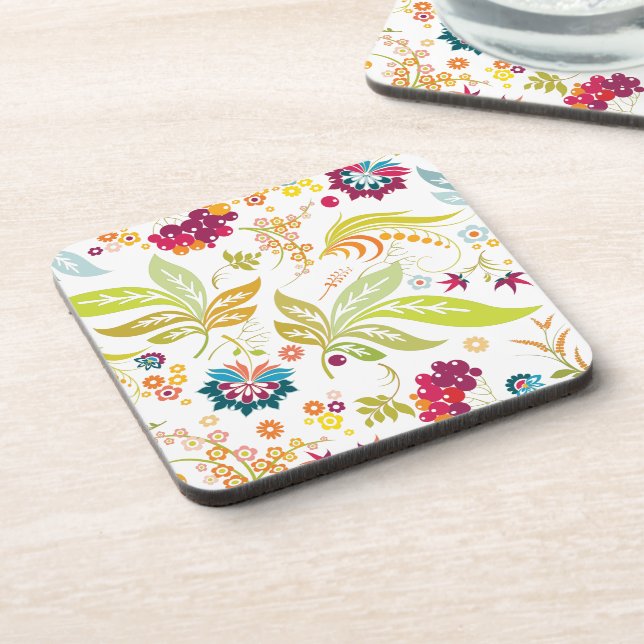 PixDezines retro flora/DIY background colour Coaster (Left Side)
