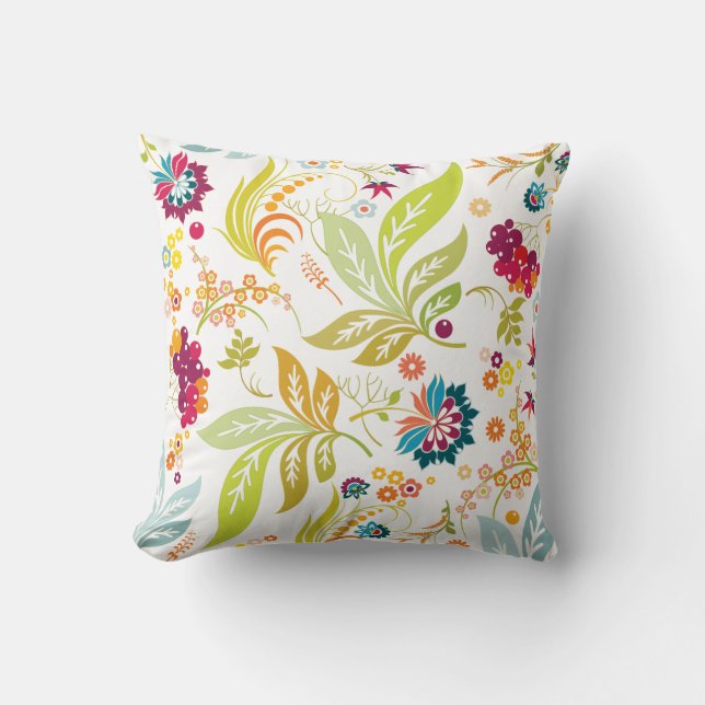 PixDezines retro flora/diy background colour Cushion (Front)
