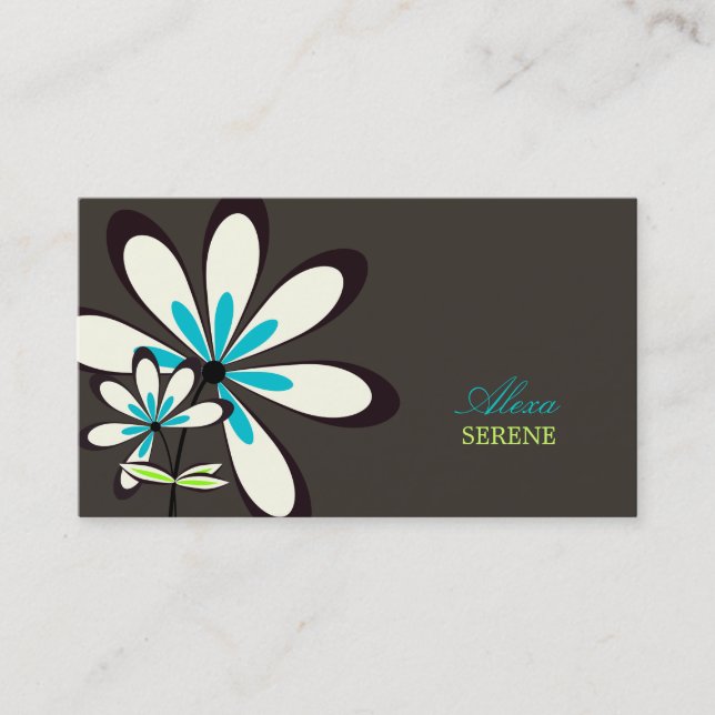 PixDezines retro flowers/diy colours Business Card (Front)