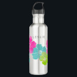 PixDezines retro hibiscus 710 Ml Water Bottle<br><div class="desc">PixDezines digital watercolor hibiscus.com.  All rights reserved.</div>