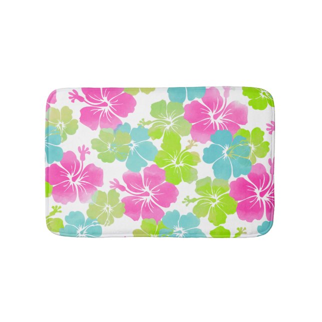 PixDezines retro hibiscus Bath Mat (Front)