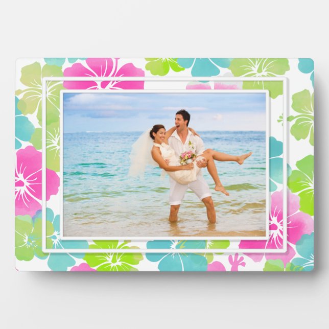 PixDezines retro hibiscus Plaque (Front)