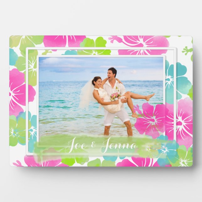 PixDezines retro hibiscus Plaque (Front)