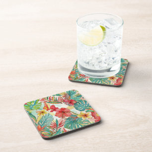 PixDezines Retro Hyper H2 Hawaii Floral Foliage Coaster