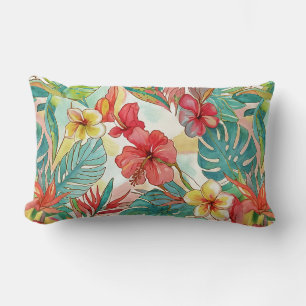 PixDezines Retro Hyper H2 Hawaii Floral Foliage Lumbar Cushion