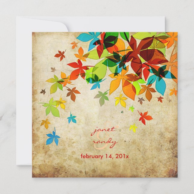 PixDezines Retro Maple Leaves/Vintage Invitation (Front)