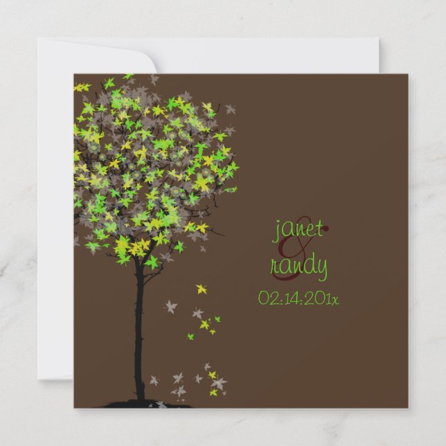 PixDezines retro maple trees/green/yellow Invitation (Front)