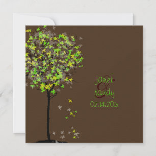 PixDezines retro maple trees/green/yellow Invitation