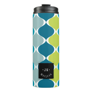 PixDezines Retro Mod Ogee, Green Teal Blue Thermal Tumbler