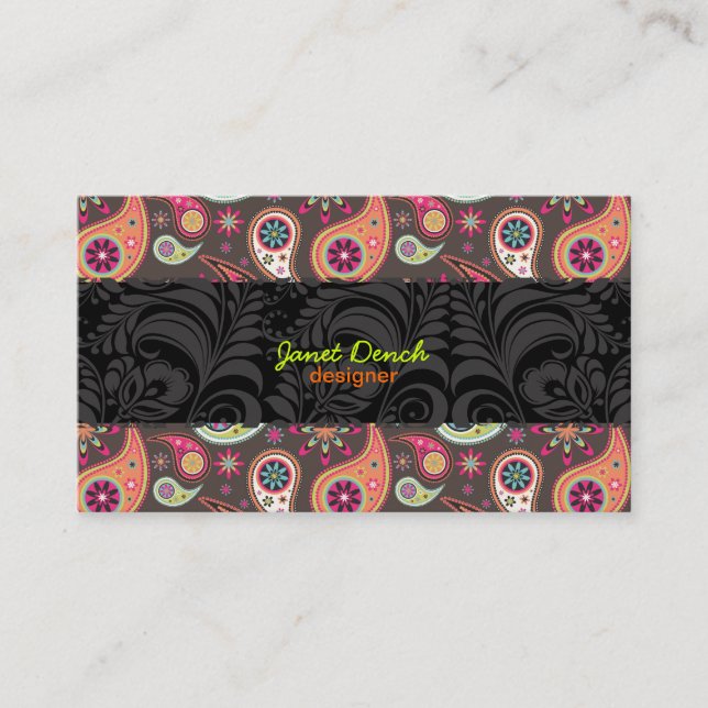 PixDezines Retro Paisley Business Card (Front)