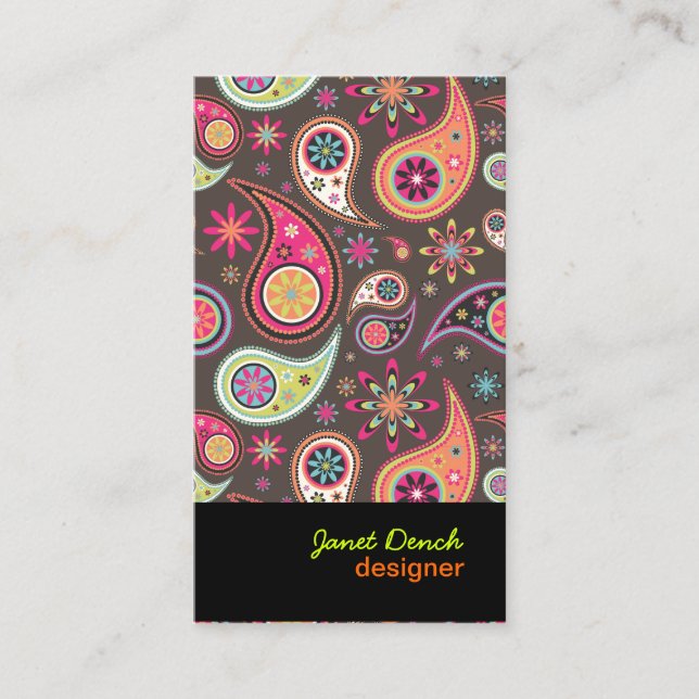 PixDezines Retro Paisley Business Card (Front)