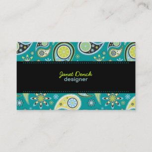 PixDezines Retro Paisley, custom colour Business Card