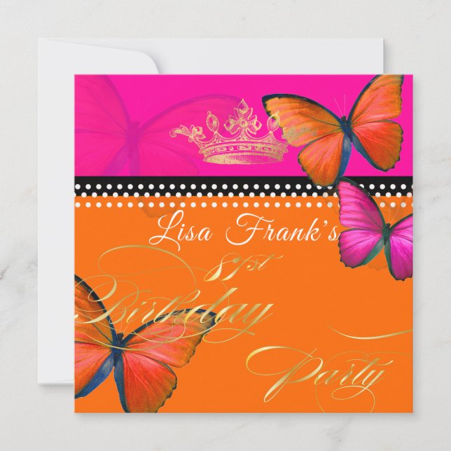 PixDezines Retro Papillon 81st Birthday Party Invitation (Front)