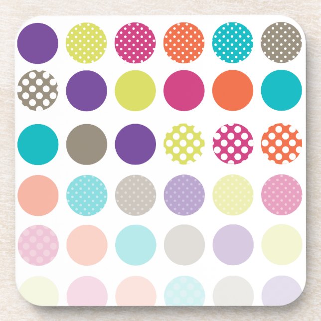 PixDezines Retro Polka Dots/DIY background colour Coaster (Front)