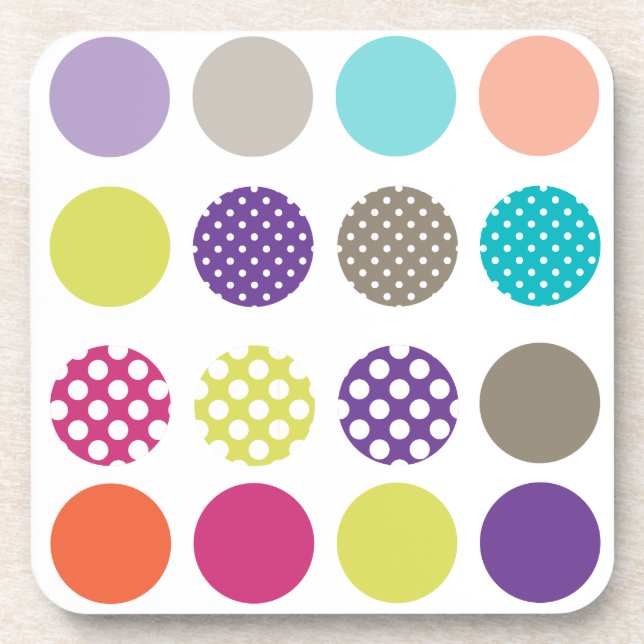 PixDezines Retro Polka Dots/DIY background colour Coaster (Front)