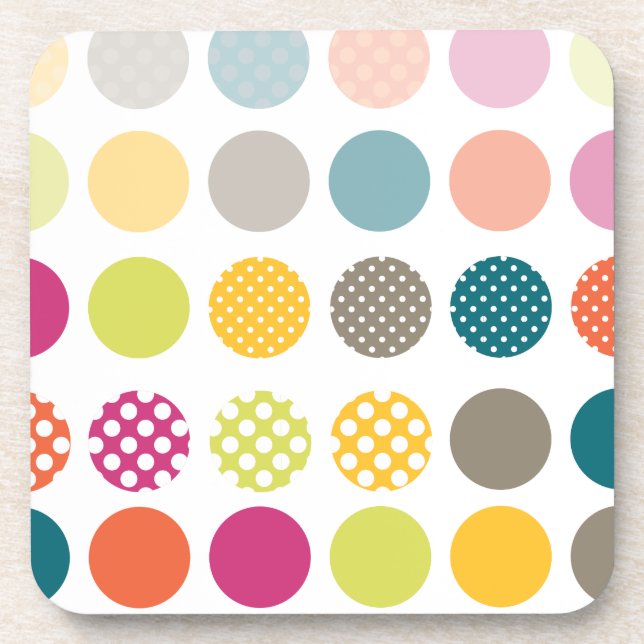 PixDezines Retro Polka Dots/DIY background colour Coaster (Front)