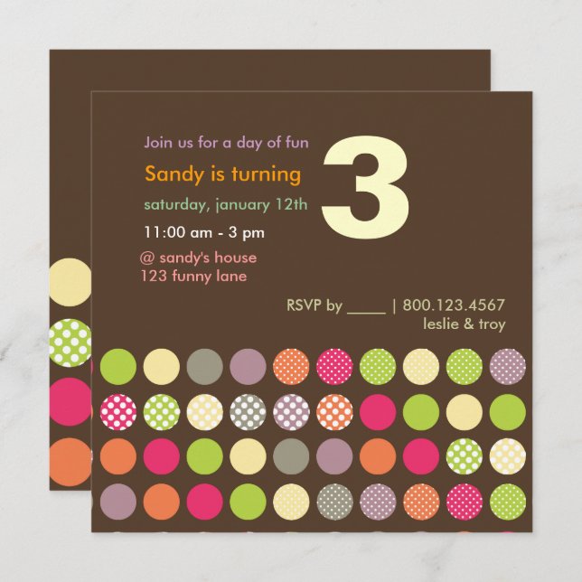PixDezines Retro Polka Dots/DIY background Invitation (Front/Back)