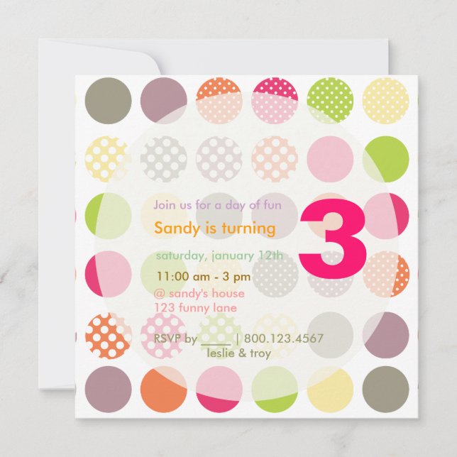 PixDezines Retro Polka Dots/DIY background Invitation (Front)