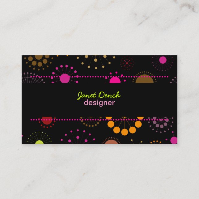 PixDezines Retro Stars, custom background colour! Business Card (Front)