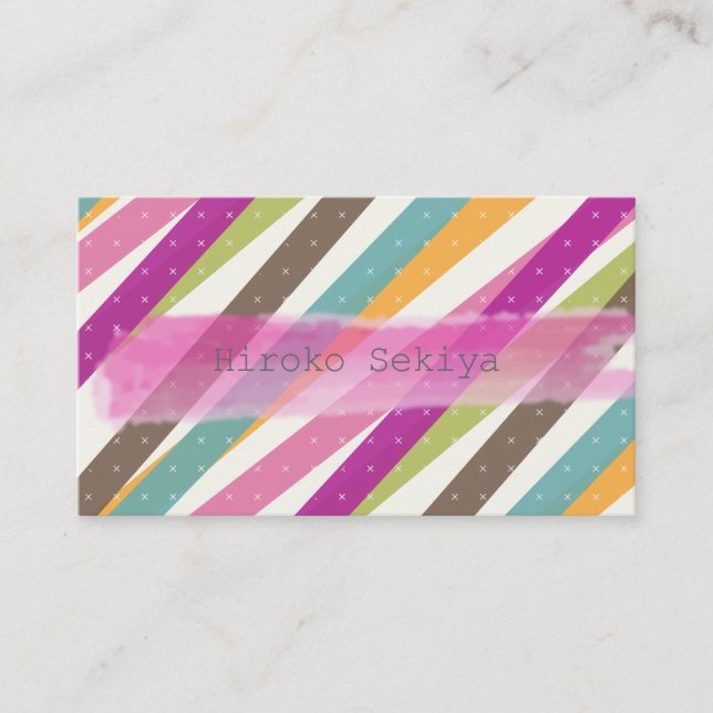 PixDezines retro stripes Business Card (Front)