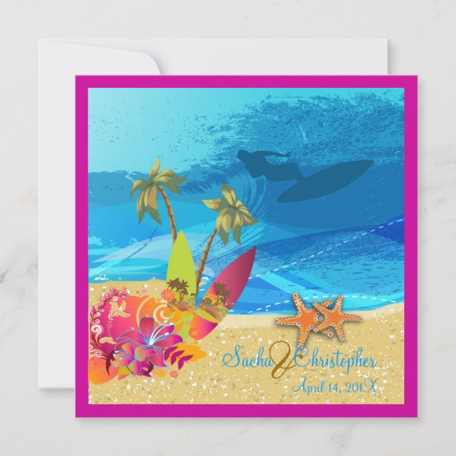 PixDezines Retro Surfers, destination events Invitation (Front)
