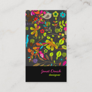 PixDezines Retro Tree, neon colours/diy background Business Card