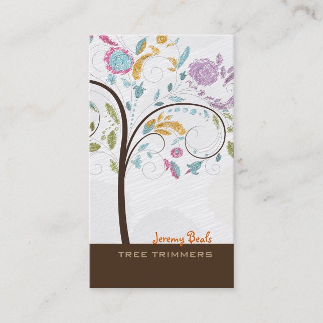 PixDezines retro tree Tree Trimmers ♥♥♥♥ Business Card (Front)