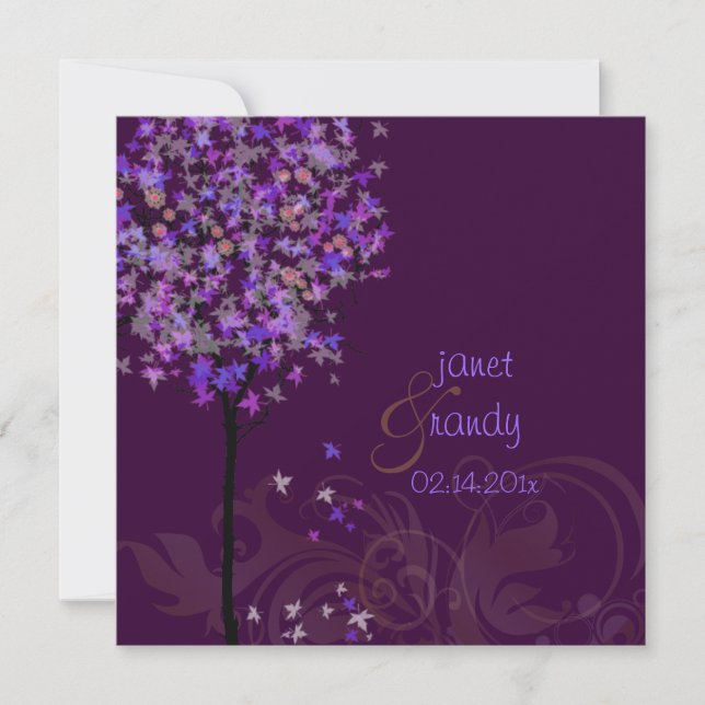 PixDezines retro violet maple trees Invitation (Front)