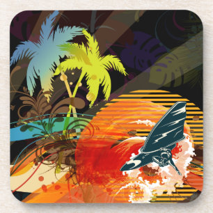 PixDezines riptide surfers/diy background colour Coaster