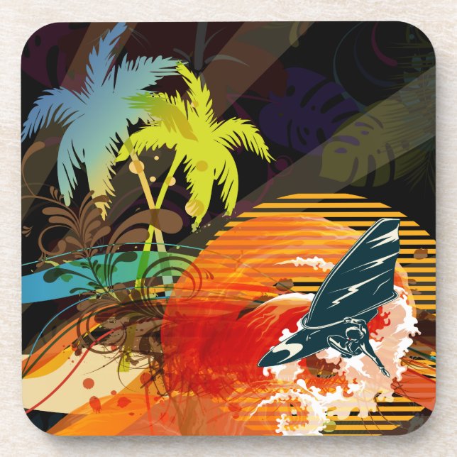 PixDezines riptide surfers/diy background colour Coaster (Front)