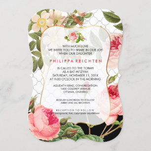 PixDezines Rose Garden Bat Mitzvah/DIY background Invitation