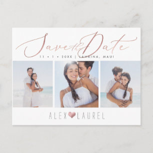 PixDezines Rose Gold Elegant Calligraphy Save Date Postcard