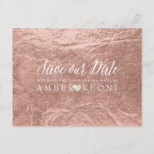 PixDezines Rose Gold/Faux Foil/Save Date Announcement Postcard