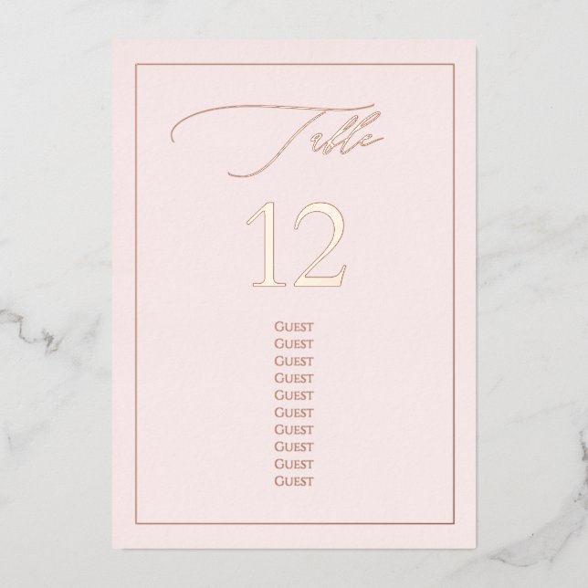 PixDezines Rose Gold Foil Luxe Calligraphy Table# (Front)