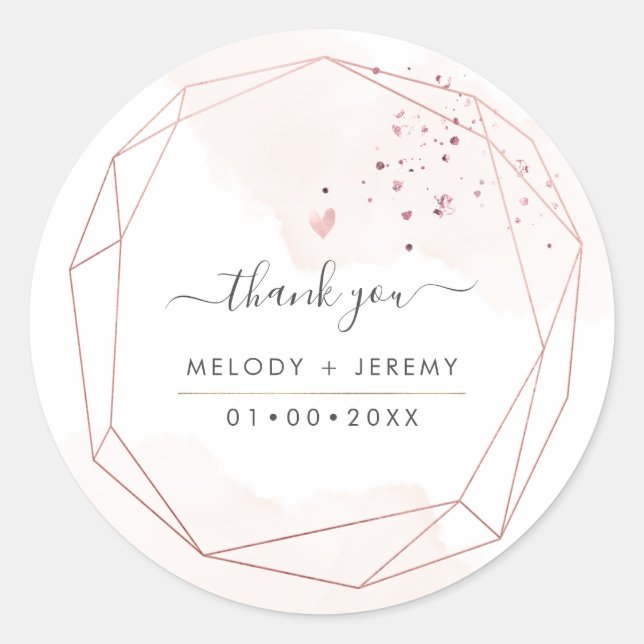 PixDezines Rose Gold Gem Stone facet frame Classic Round Sticker (Front)