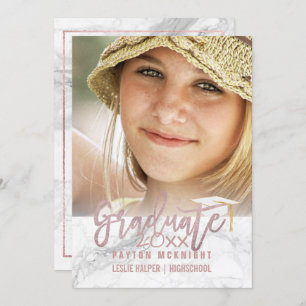 PixDezines Rose Gold/Marble Graduation Invitation