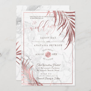 PixDezines Rose Gold Palm Fronds+Honeycomb Invitation