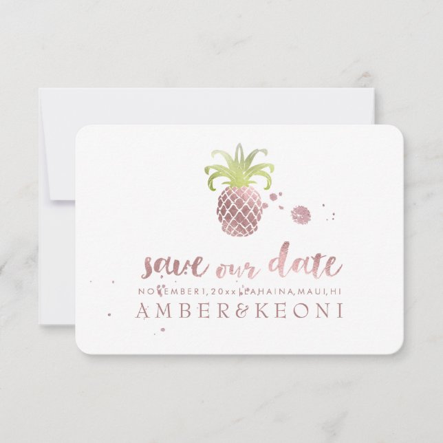 PixDezines Rose Gold Pineapple/save our date Save The Date (Front)