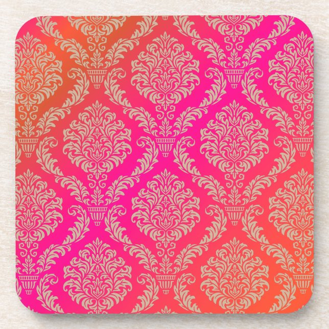 PixDezines Rosette Damask/DIY background colour Coaster (Front)