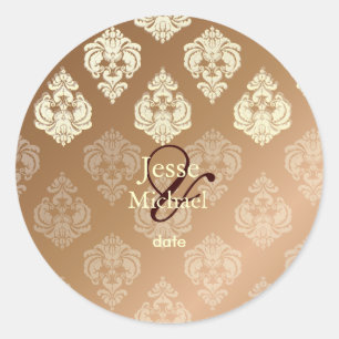 PixDezines Rossellini Damask Classic Round Sticker
