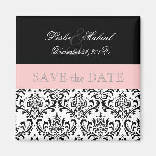PixDezines Rossi Damask, Black+White Magnet